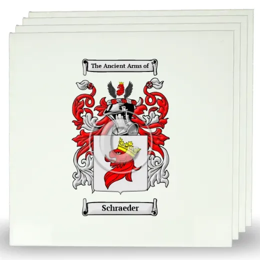 Schraeder Set of Four Large Tiles with Coat of Arms