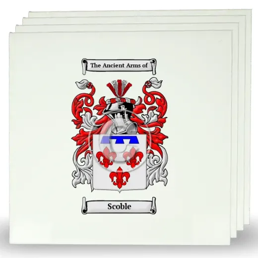 Scoble Set of Four Large Tiles with Coat of Arms