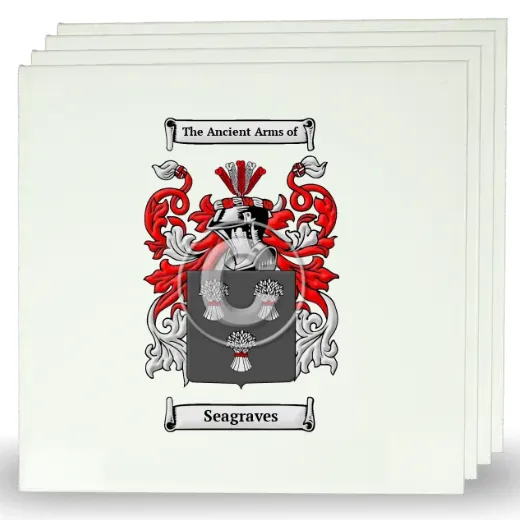 Seagraves Set of Four Large Tiles with Coat of Arms