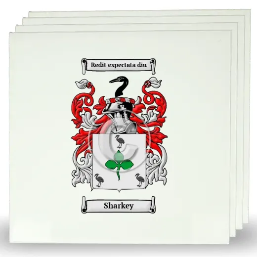 Sharkey Set of Four Large Tiles with Coat of Arms