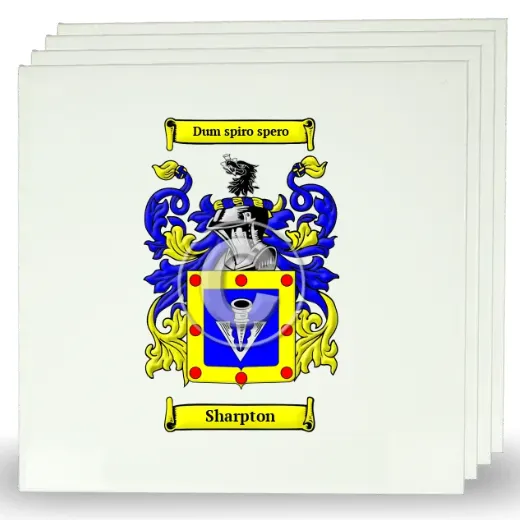 Sharpton Set of Four Large Tiles with Coat of Arms