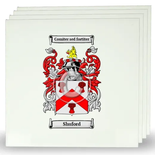Shuford Set of Four Large Tiles with Coat of Arms