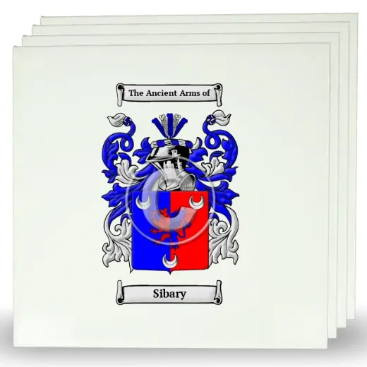 Sibary Set of Four Large Tiles with Coat of Arms