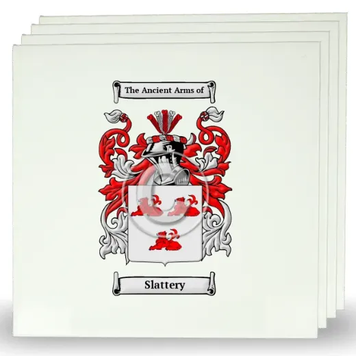 Slattery Set of Four Large Tiles with Coat of Arms