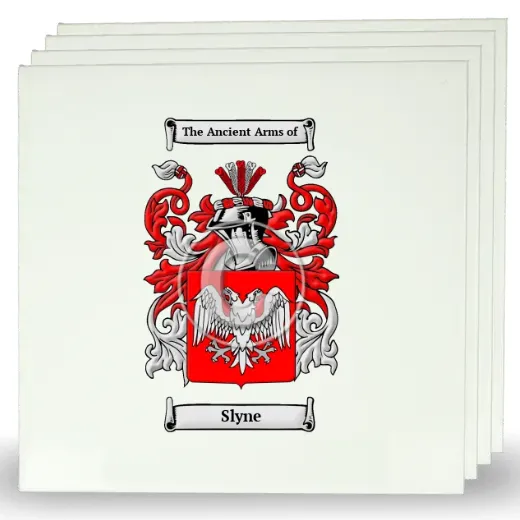 Slyne Set of Four Large Tiles with Coat of Arms