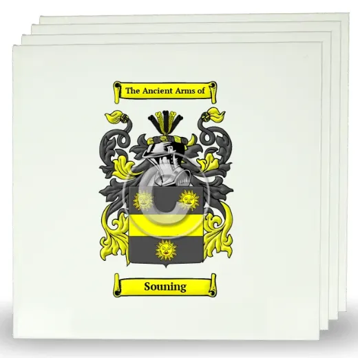 Souning Set of Four Large Tiles with Coat of Arms