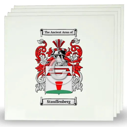 Stauffenberg Set of Four Large Tiles with Coat of Arms