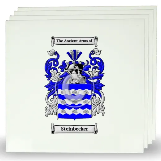Steinbecker Set of Four Large Tiles with Coat of Arms