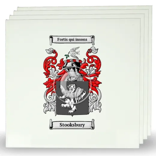 Stooksbury Set of Four Large Tiles with Coat of Arms