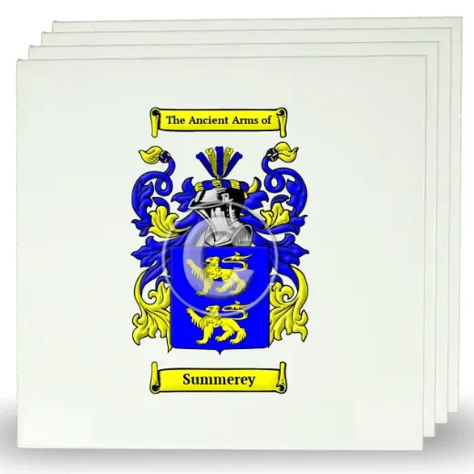 Summerey Set of Four Large Tiles with Coat of Arms