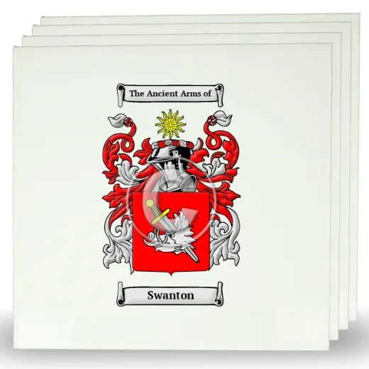 Swanton Set of Four Large Tiles with Coat of Arms