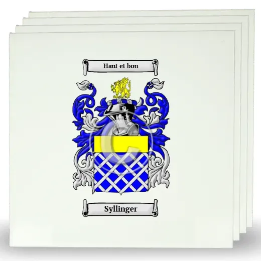 Syllinger Set of Four Large Tiles with Coat of Arms