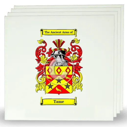 Tame Set of Four Large Tiles with Coat of Arms