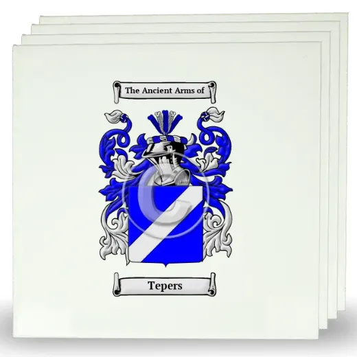 Tepers Set of Four Large Tiles with Coat of Arms