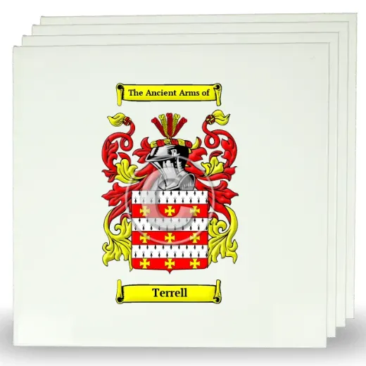 Terrell Set of Four Large Tiles with Coat of Arms