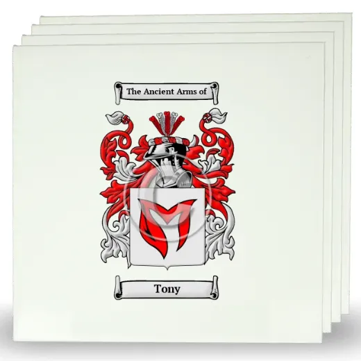 Tony Set of Four Large Tiles with Coat of Arms