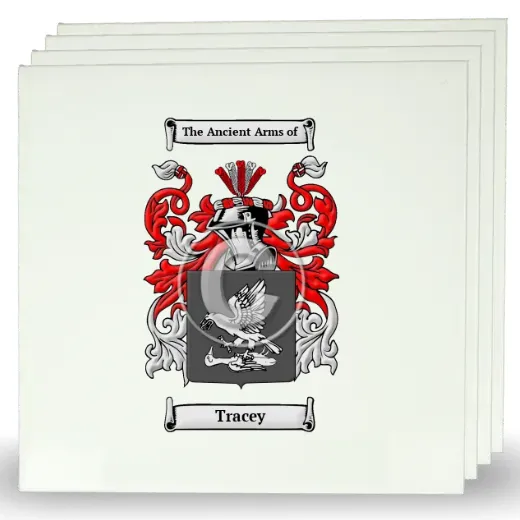 Tracey Set of Four Large Tiles with Coat of Arms