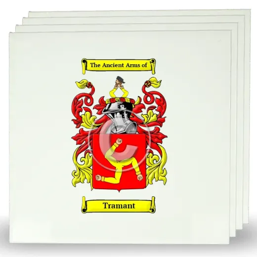Tramant Set of Four Large Tiles with Coat of Arms