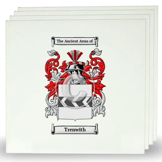 Trenwith Set of Four Large Tiles with Coat of Arms