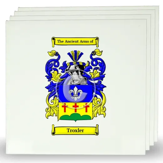 Troxler Set of Four Large Tiles with Coat of Arms
