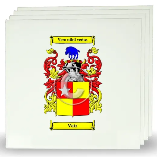 Vair Set of Four Large Tiles with Coat of Arms