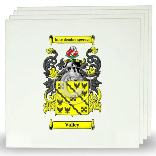 Valley Set of Four Large Tiles with Coat of Arms