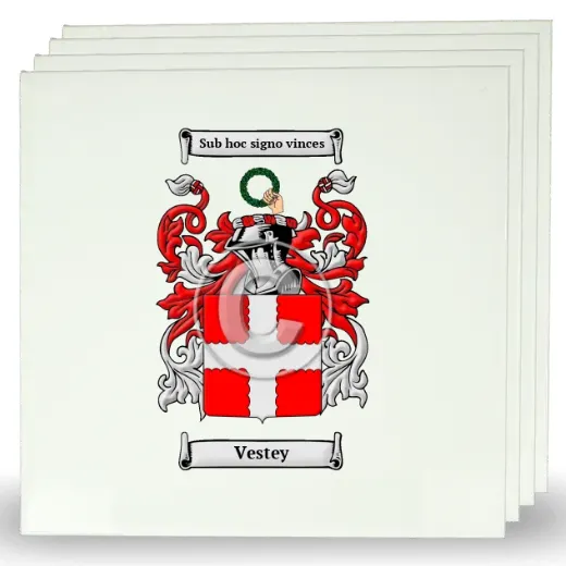 Vestey Set of Four Large Tiles with Coat of Arms