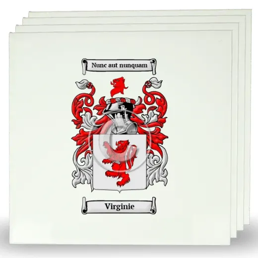 Virginie Set of Four Large Tiles with Coat of Arms