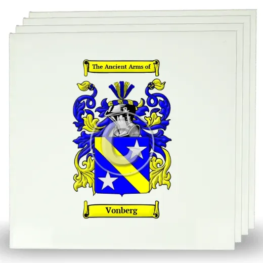 Vonberg Set of Four Large Tiles with Coat of Arms