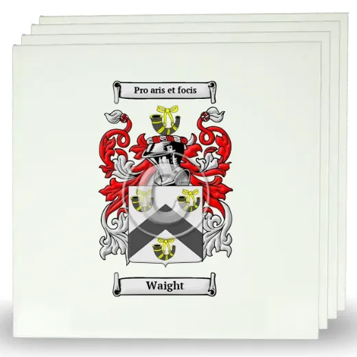 Waight Set of Four Large Tiles with Coat of Arms