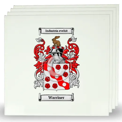 Warriner Set of Four Large Tiles with Coat of Arms