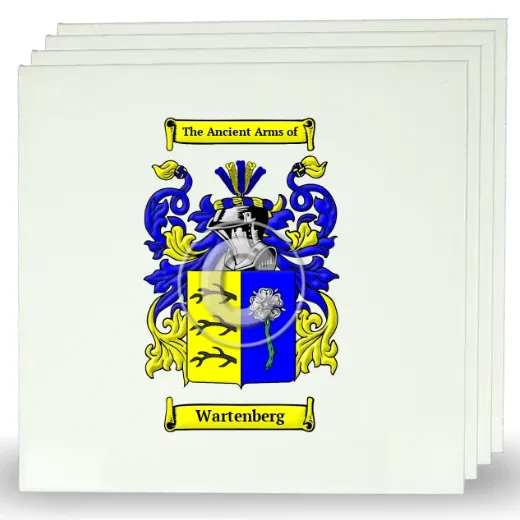 Wartenberg Set of Four Large Tiles with Coat of Arms