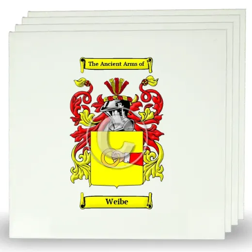Weibe Set of Four Large Tiles with Coat of Arms