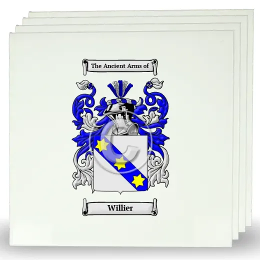 Willier Set of Four Large Tiles with Coat of Arms