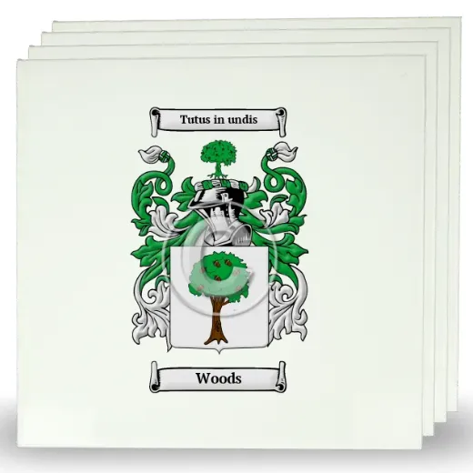 Woods Set of Four Large Tiles with Coat of Arms
