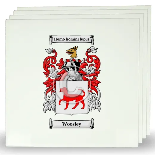 Woosley Set of Four Large Tiles with Coat of Arms