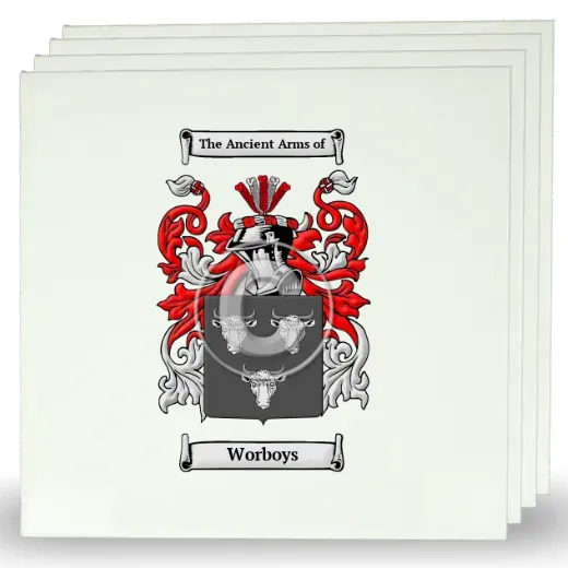 Worboys Set of Four Large Tiles with Coat of Arms