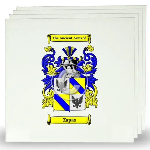 Zapas Set of Four Large Tiles with Coat of Arms