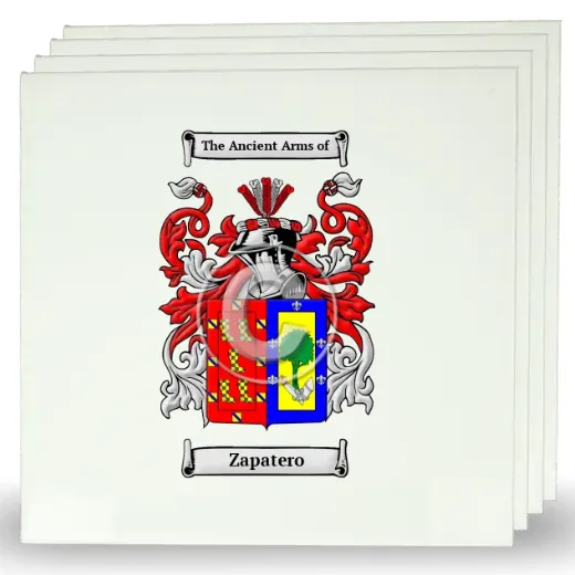 Zapatero Set of Four Large Tiles with Coat of Arms
