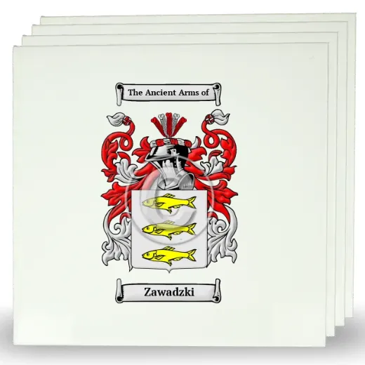 Zawadzki Set of Four Large Tiles with Coat of Arms