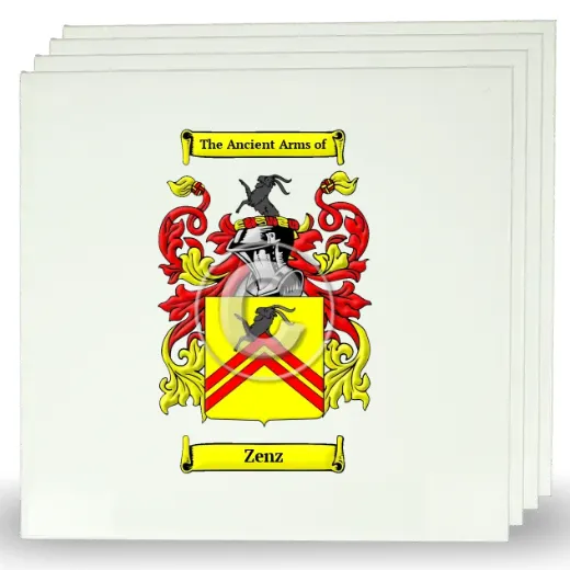 Zenz Set of Four Large Tiles with Coat of Arms