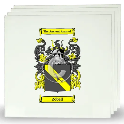 Zobell Set of Four Large Tiles with Coat of Arms