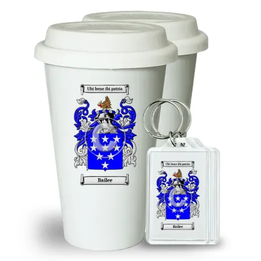 Bailee Pair of Ceramic Tumblers with Lids and Keychains