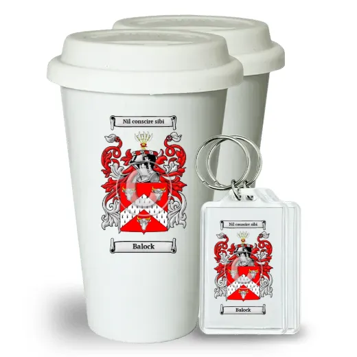 Balock Pair of Ceramic Tumblers with Lids and Keychains