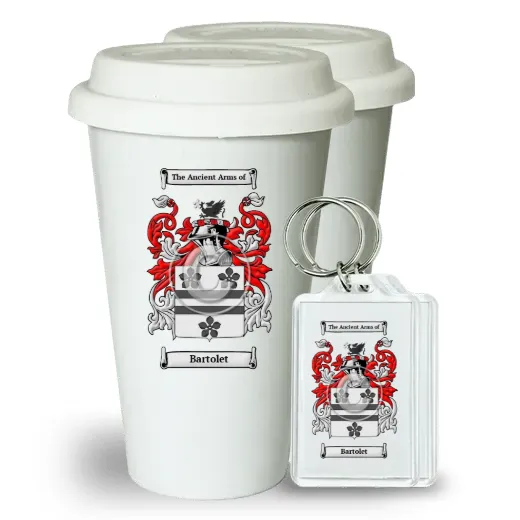 Bartolet Pair of Ceramic Tumblers with Lids and Keychains