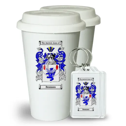 Brannan Pair of Ceramic Tumblers with Lids and Keychains