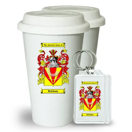 Bricham Pair of Ceramic Tumblers with Lids and Keychains