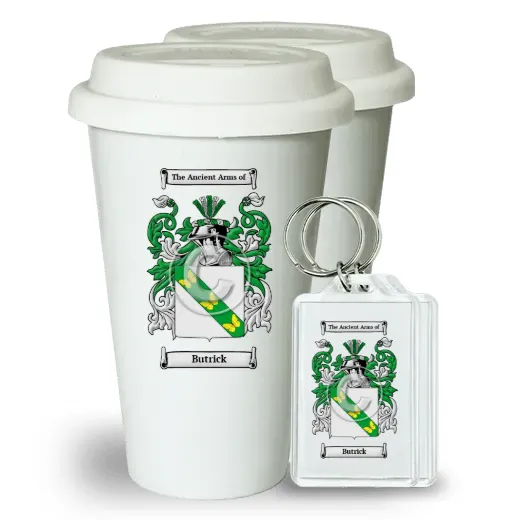 Butrick Pair of Ceramic Tumblers with Lids and Keychains