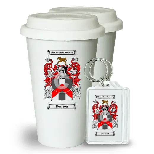 Dearson Pair of Ceramic Tumblers with Lids and Keychains