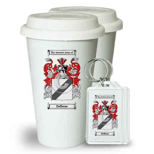 Delbene Pair of Ceramic Tumblers with Lids and Keychains